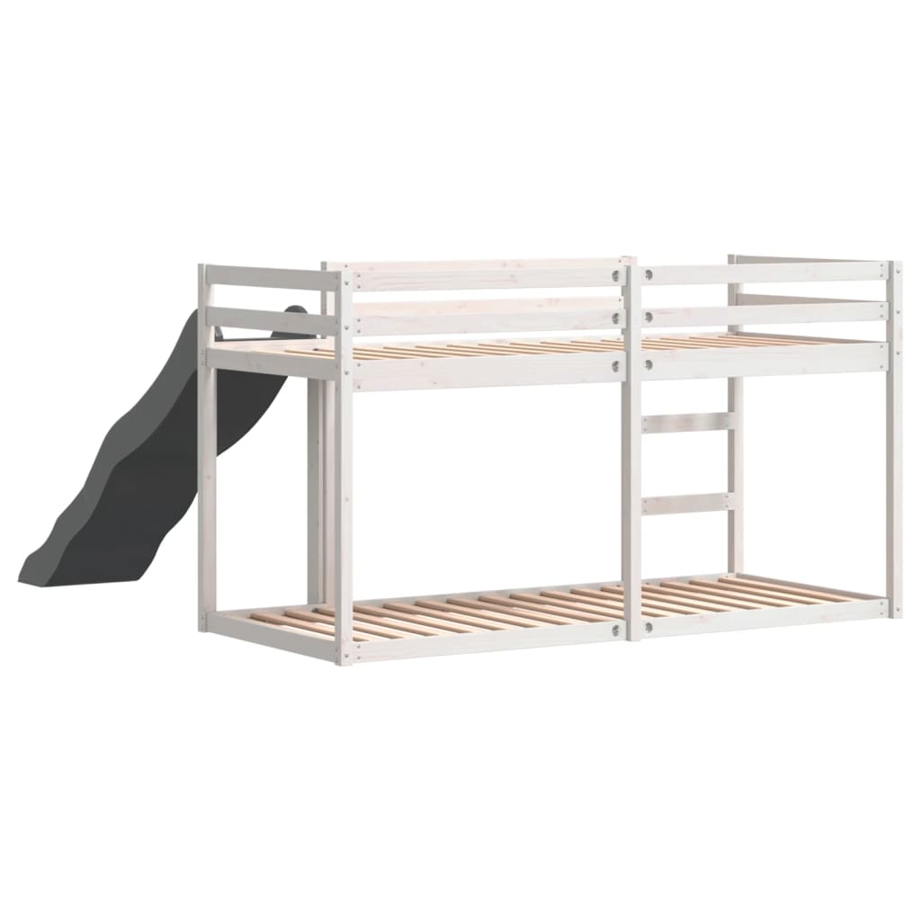Bunk Bed with Slide&Ladder without Mattress White 80x200 cm