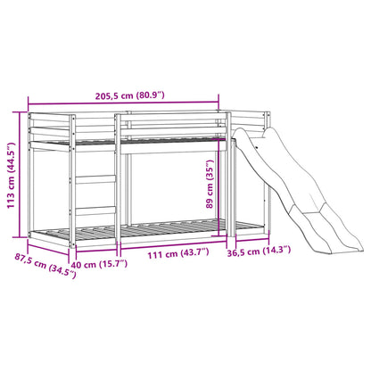 Bunk Bed with Slide&Ladder without Mattress White 80x200 cm