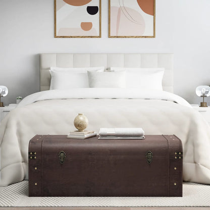 Treasure Chest with Latches Dark Brown 110x50x39.5 cm Plywood