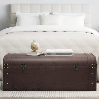 Treasure Chest with Latches Dark Brown 110x50x39.5 cm Plywood