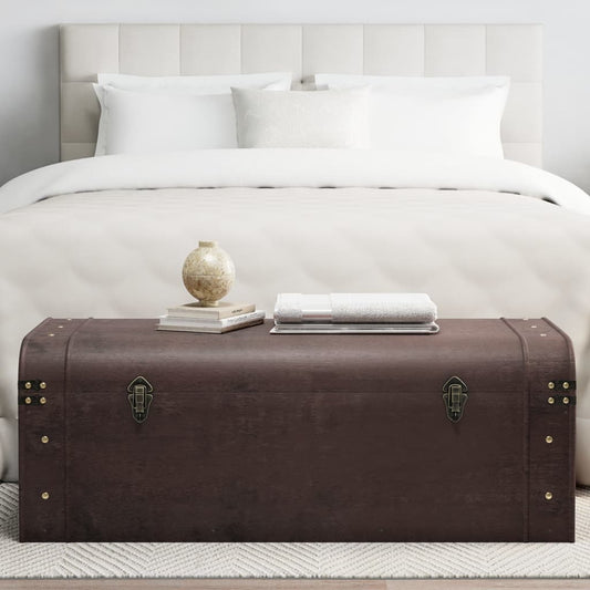 Treasure Chest with Latches Dark Brown 110x50x39.5 cm Plywood