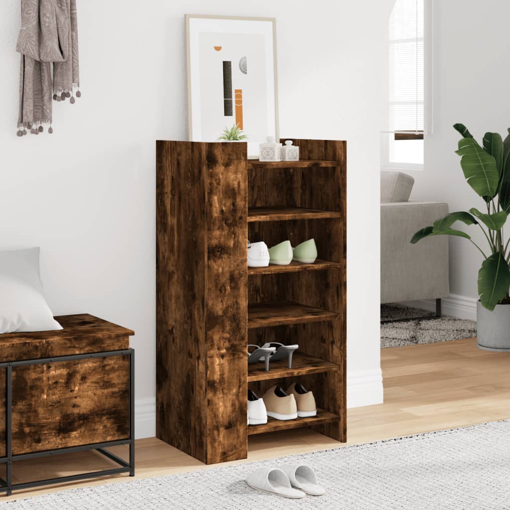 Shoe Cabinet Smoked Oak 52x37.5x100 cm Engineered Wood