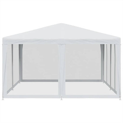 Party Tent with 8 Mesh Sidewalls White 4x4 m HDPE
