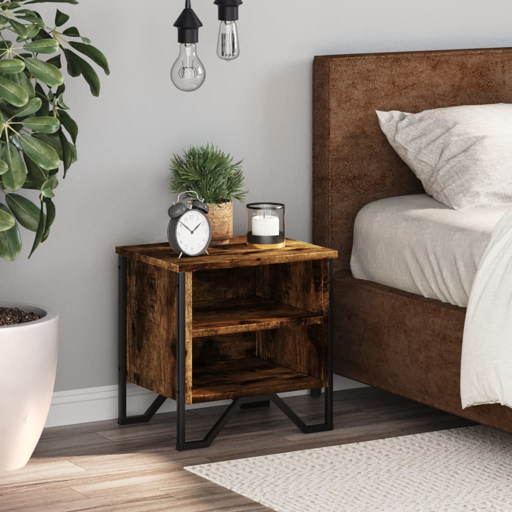 Bedside Cabinet Smoked Oak 40x30x40 cm Engineered Wood