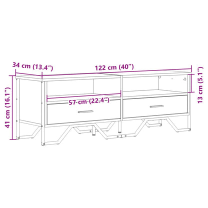 TV Cabinet Smoked Oak 122x34x41 cm Engineered Wood