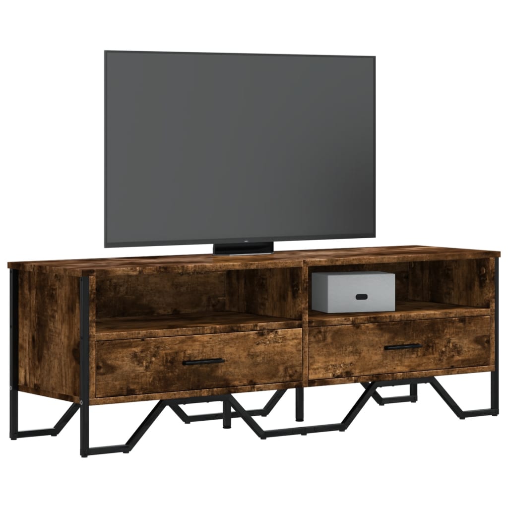 TV Cabinet Smoked Oak 122x34x41 cm Engineered Wood
