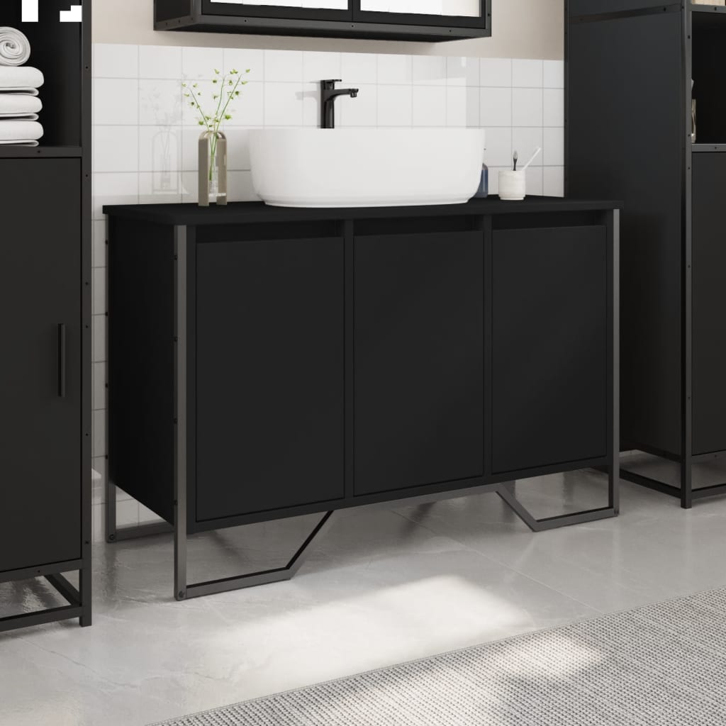 Bathroom Sink Cabinet Black 91x35x60 cm Engineered Wood
