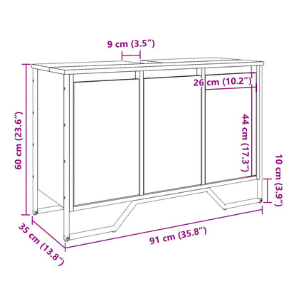 Bathroom Sink Cabinet Black 91x35x60 cm Engineered Wood