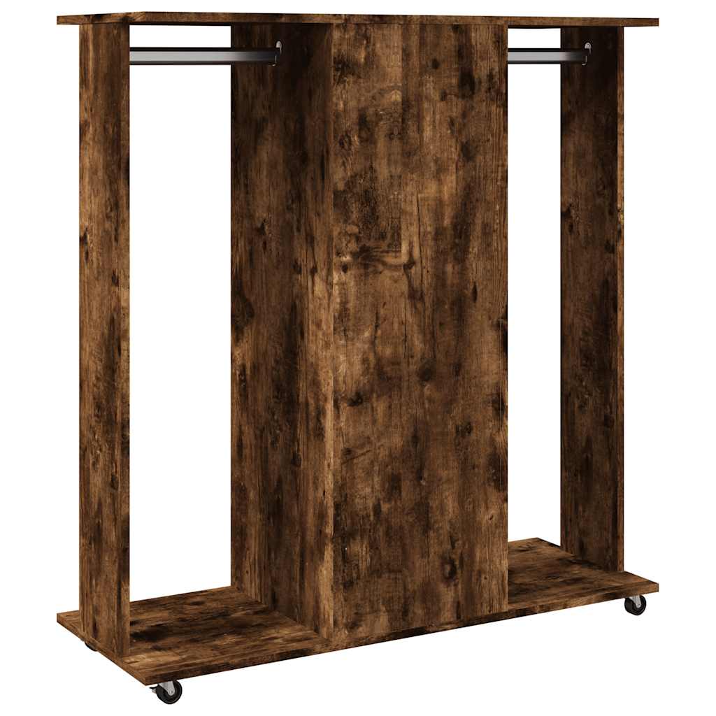 Wardrobe with Wheels Smoked Oak 102x38x110 cm Engineered Wood