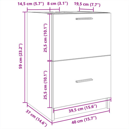 Sink Cabinet Black 40x37x59 cm Engineered Wood