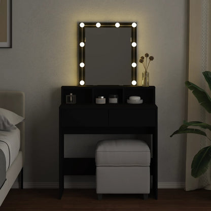 Dressing Table with LED Black 80x41x144.5 cm