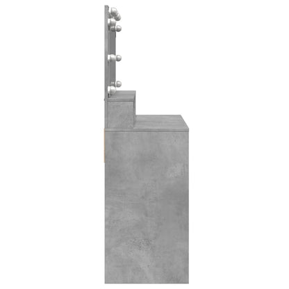 Dressing Table with LED Concrete Grey 80x41x134.5 cm