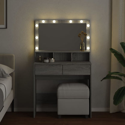 Dressing Table with LED Grey Sonoma 80x41x134.5 cm