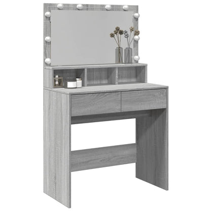 Dressing Table with LED Grey Sonoma 80x41x134.5 cm