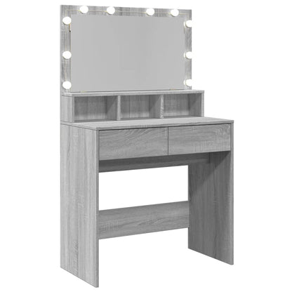 Dressing Table with LED Grey Sonoma 80x41x134.5 cm