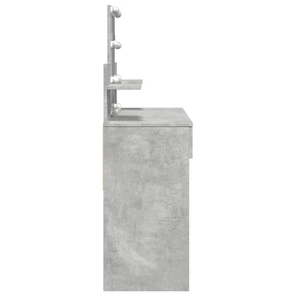 Dressing Table with LED Concrete Grey 100x40x130 cm