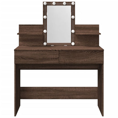 Dressing Table with LED Brown Oak 100x40x130 cm
