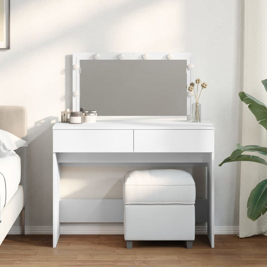Dressing Table with LED White 100x40x120 cm