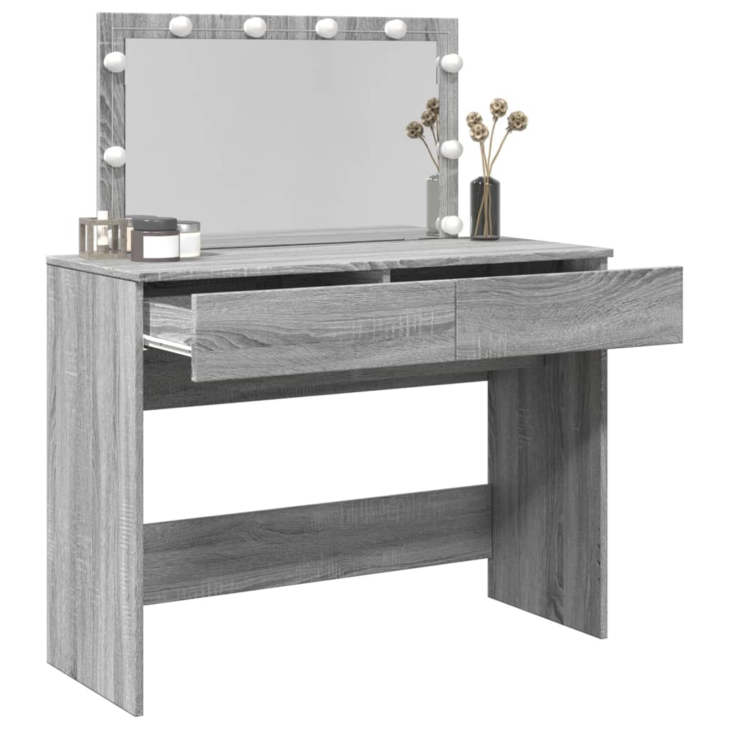 Dressing Table with LED Grey Sonoma 100x40x120 cm