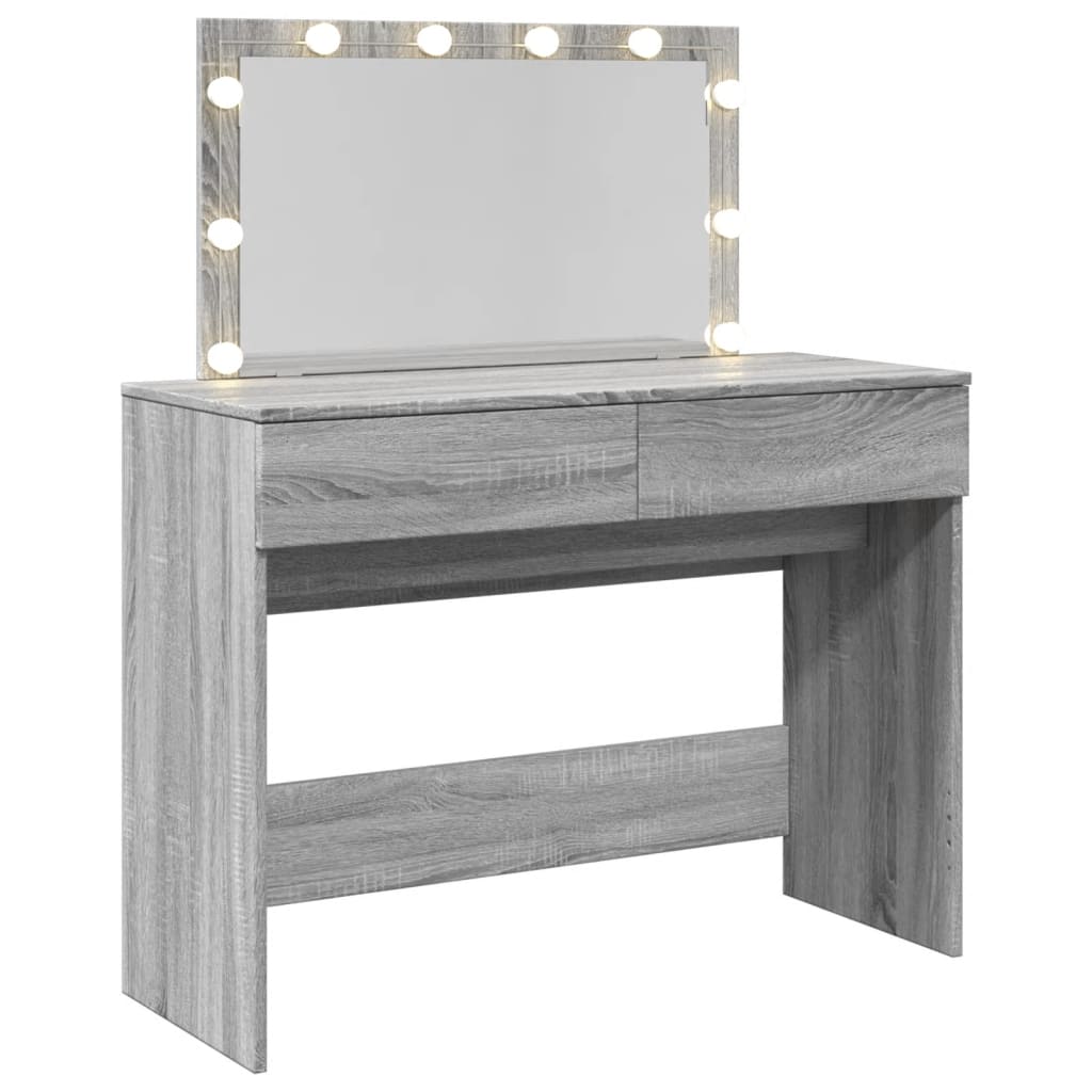 Dressing Table with LED Grey Sonoma 100x40x120 cm