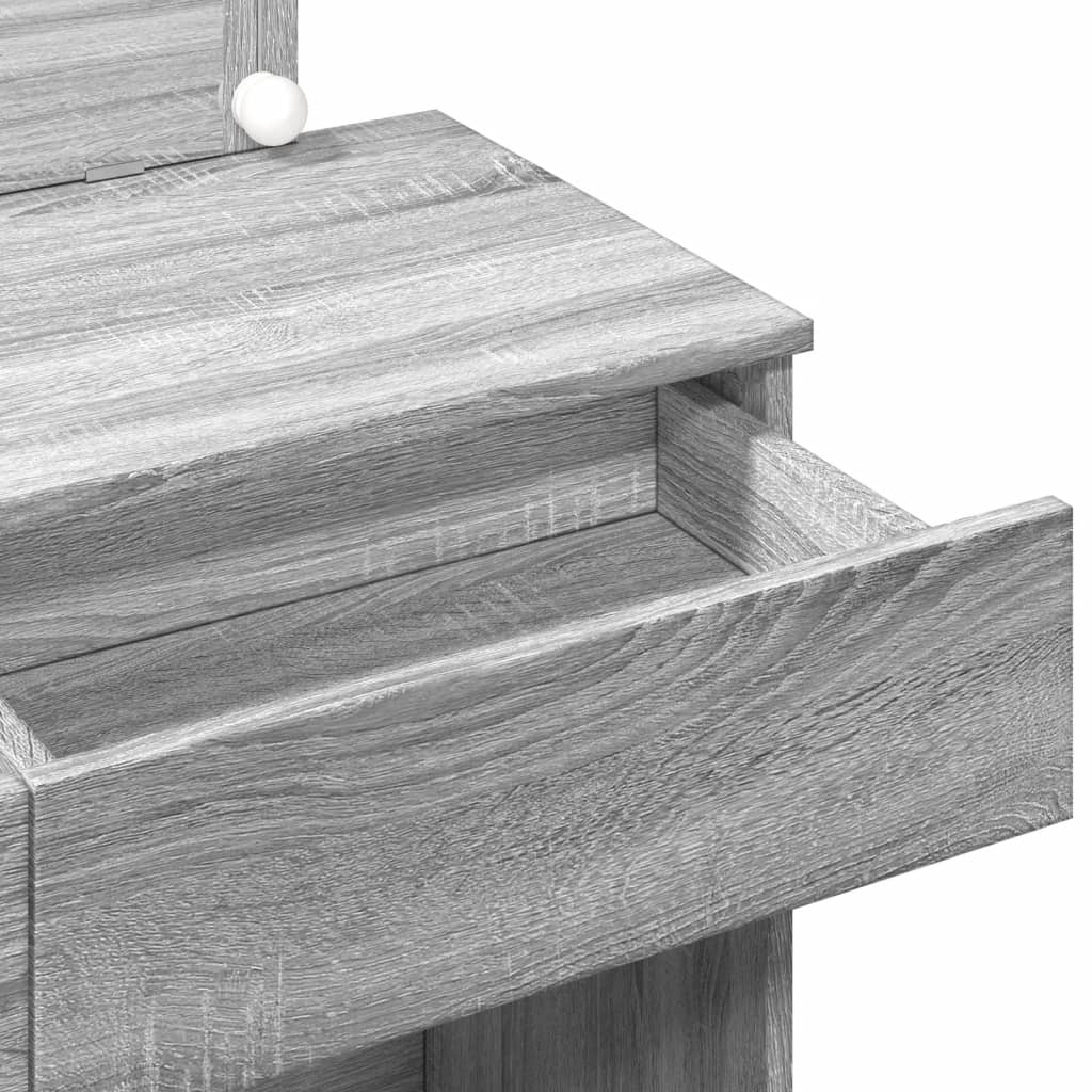 Dressing Table with LED Grey Sonoma 100x40x120 cm