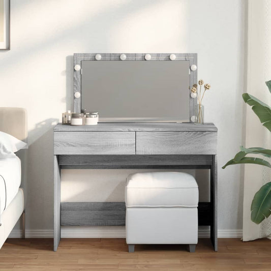 Dressing Table with LED Grey Sonoma 100x40x120 cm