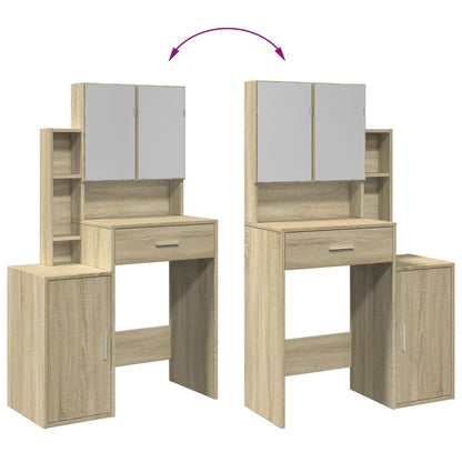 Dressing Table with Cabinet Sonoma Oak 80x35x132 cm