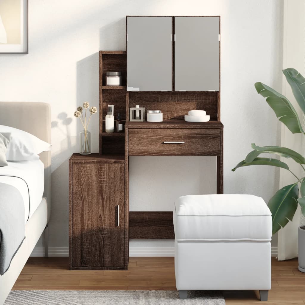 Dressing Table with Cabinet Brown Oak 80x35x132 cm
