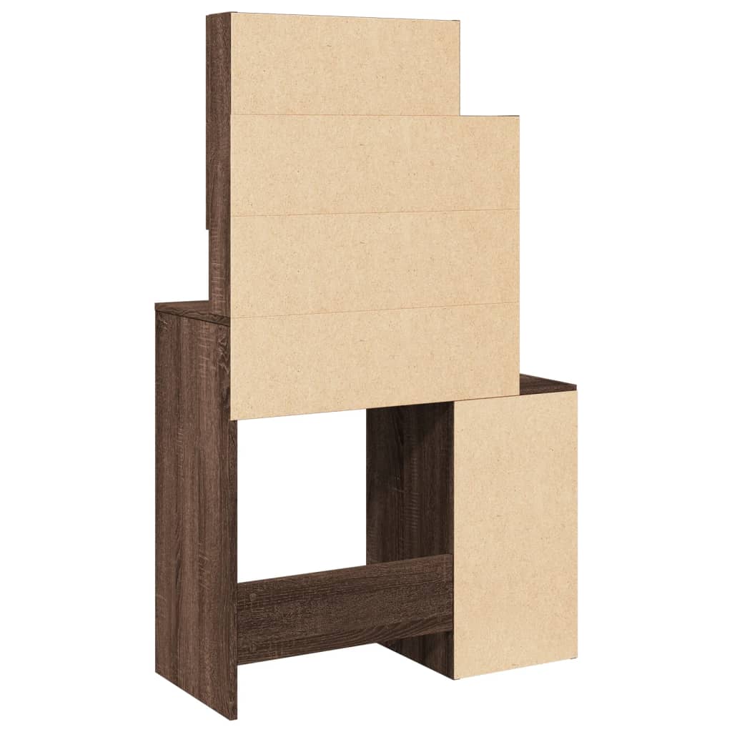 Dressing Table with Cabinet Brown Oak 80x35x132 cm