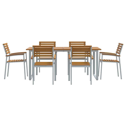 Garden Dining Set 7 pcs Grey and brown Solid acacia wood