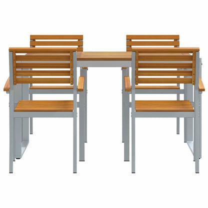 Garden Dining Set 5 pcs Grey and brown Solid acacia wood