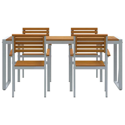 Garden Dining Set 5 pcs Grey and brown Solid acacia wood