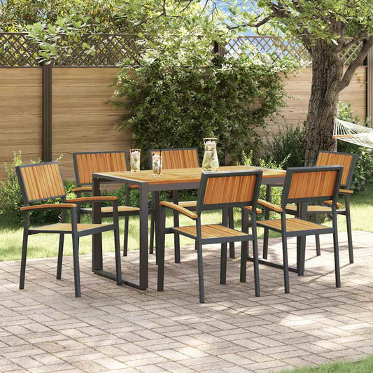 Garden Dining Set 7 pcs Black and brown