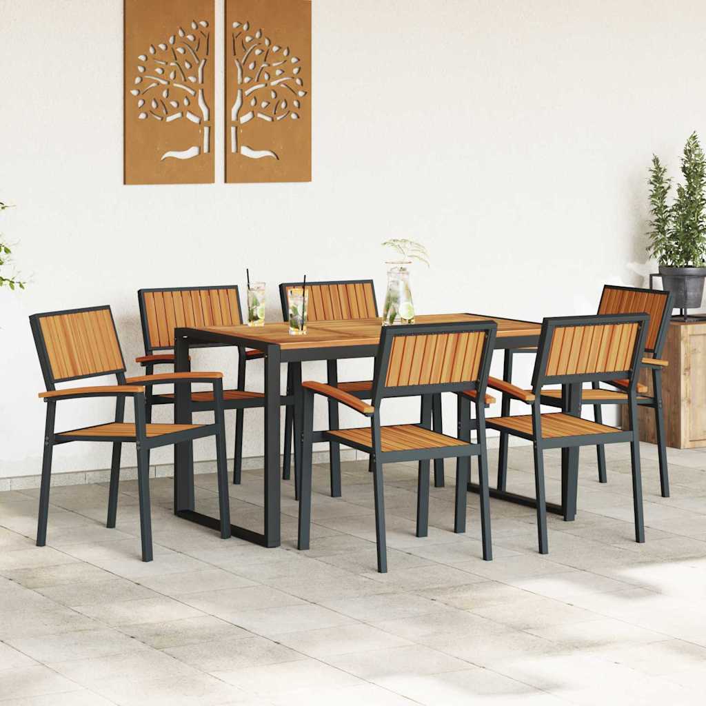 Garden Dining Set 7 pcs Black and brown