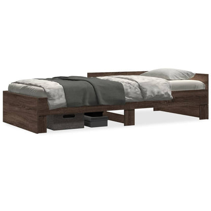 Bed Frame without Mattress Brown Oak 100x200 cm Engineered Wood