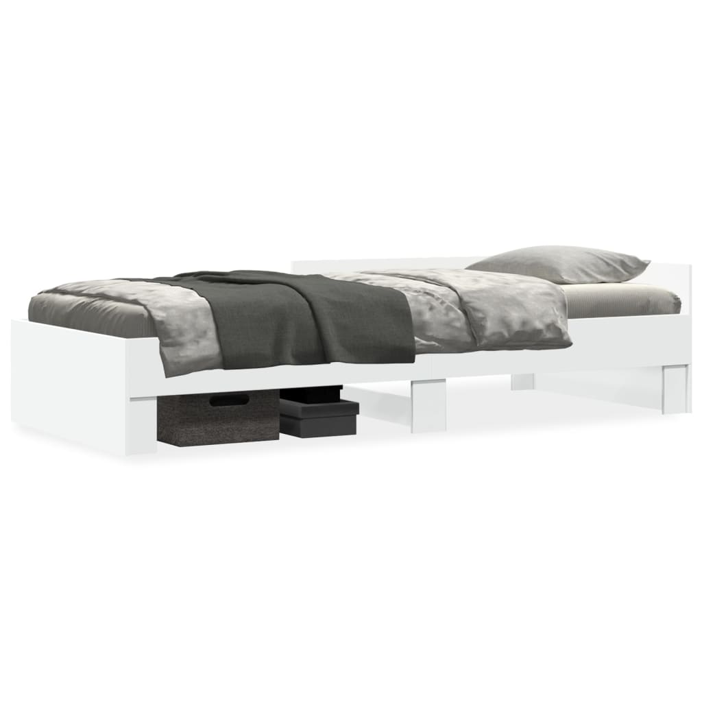 Bed Frame without Mattress White 75x190 cm Small Single Engineered Wood