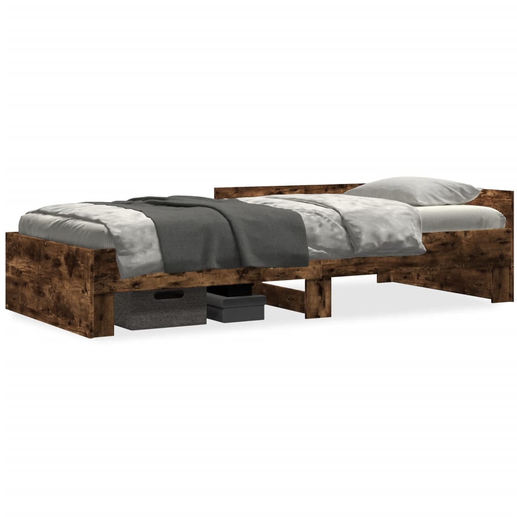 Bed Frame without Mattress Smoked Oak 75x190 cm Small Single Engineered Wood