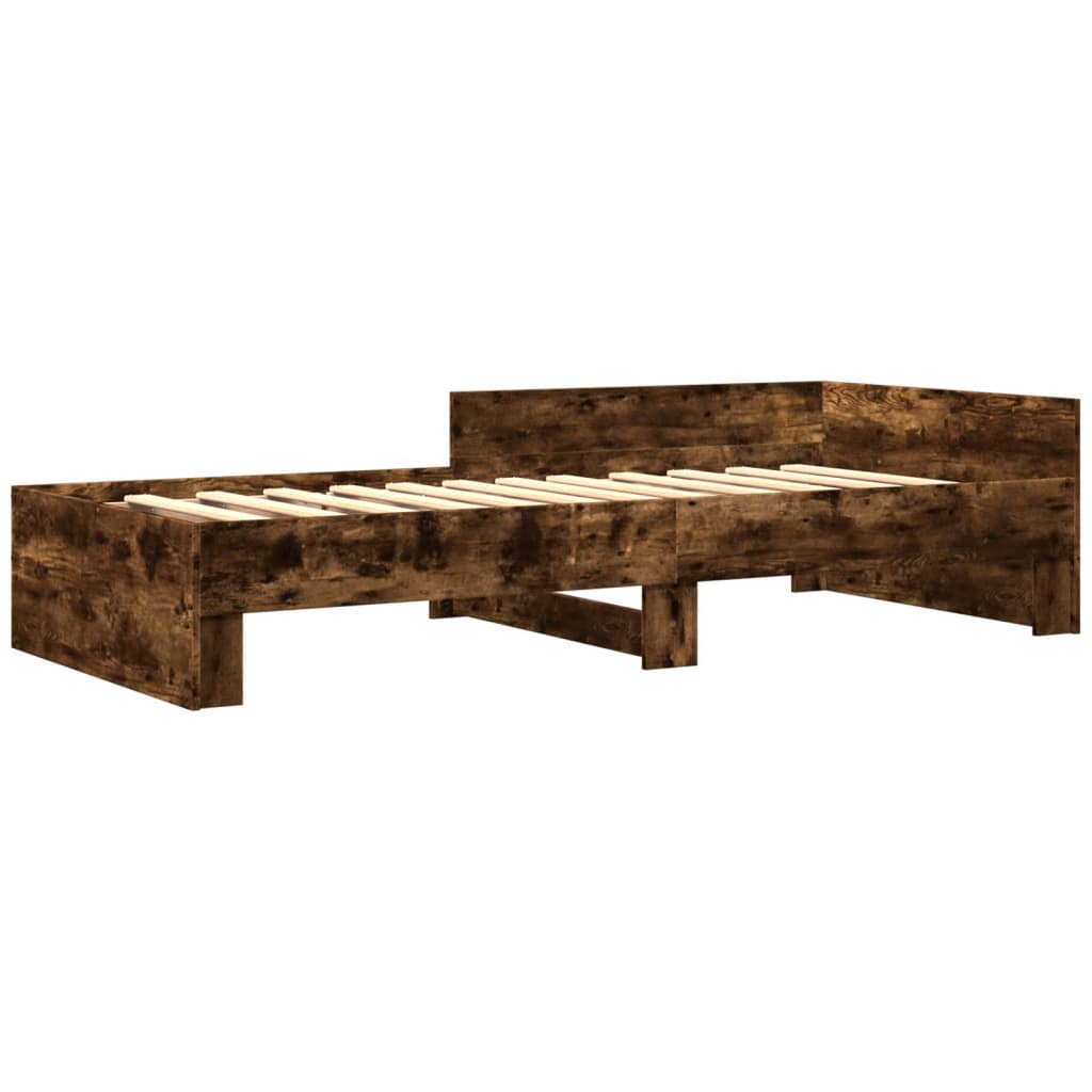 Bed Frame without Mattress Smoked Oak 75x190 cm Small Single Engineered Wood