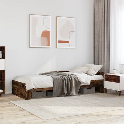 Bed Frame without Mattress Smoked Oak 75x190 cm Small Single Engineered Wood