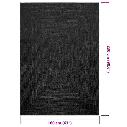 Rug ZIZUR Anthracite 160x230 cm Jute Look Indoor and Outdoor