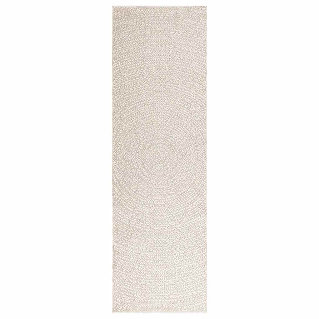 Rug ZIZUR Cream 80x250 cm Jute Look Indoor and Outdoor