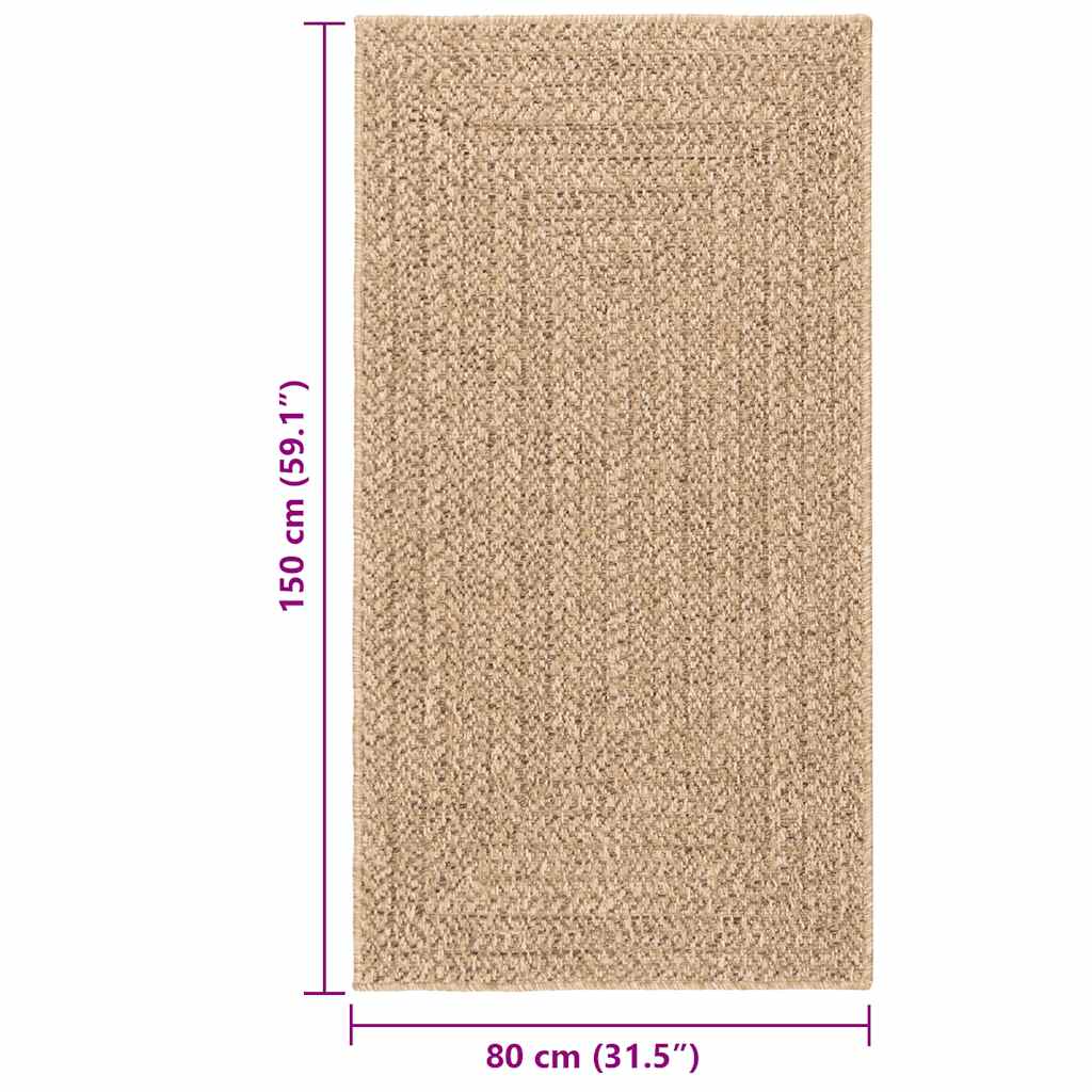 Rug ZIZUR Beige 80x150 cm Jute Look Indoor and Outdoor