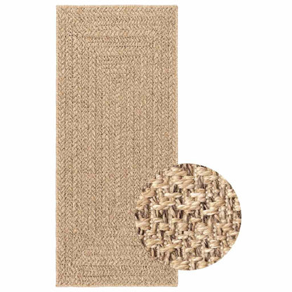 Rug ZIZUR Beige 80x200 cm Jute Look Indoor and Outdoor