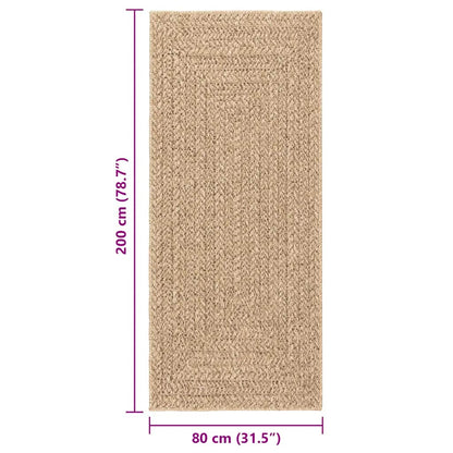 Rug ZIZUR Beige 80x200 cm Jute Look Indoor and Outdoor