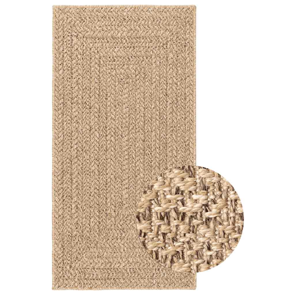 Rug ZIZUR Beige 80x250 cm Jute Look Indoor and Outdoor