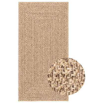 Rug ZIZUR Beige 80x250 cm Jute Look Indoor and Outdoor