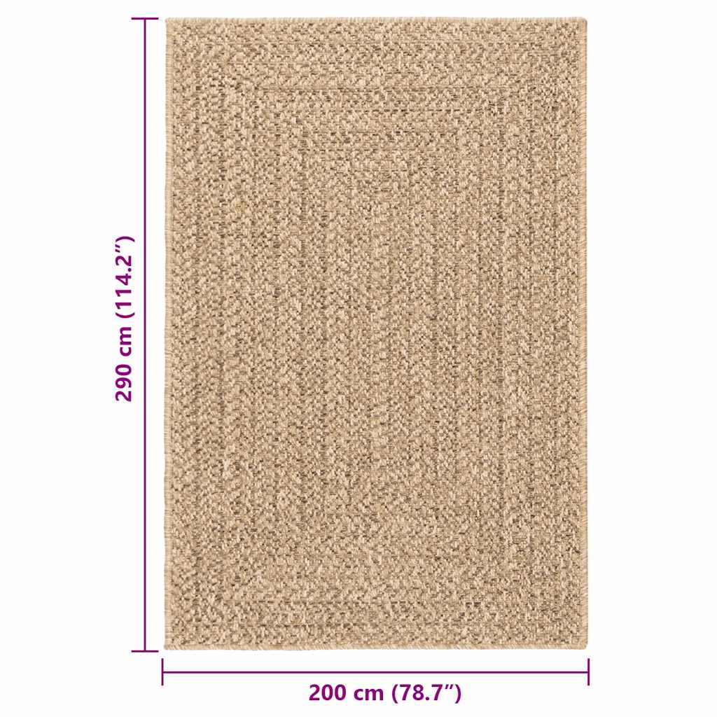 Rug ZIZUR Beige 140x200 cm Jute Look Indoor and Outdoor