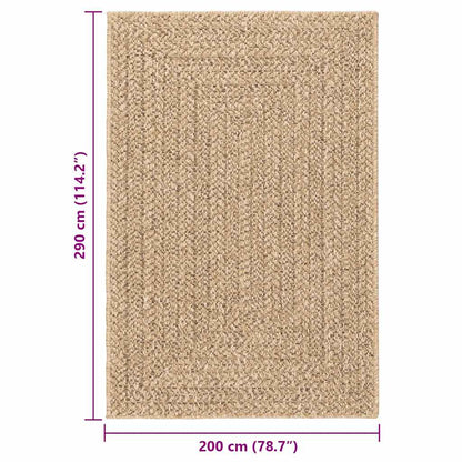 Rug ZIZUR Beige 140x200 cm Jute Look Indoor and Outdoor