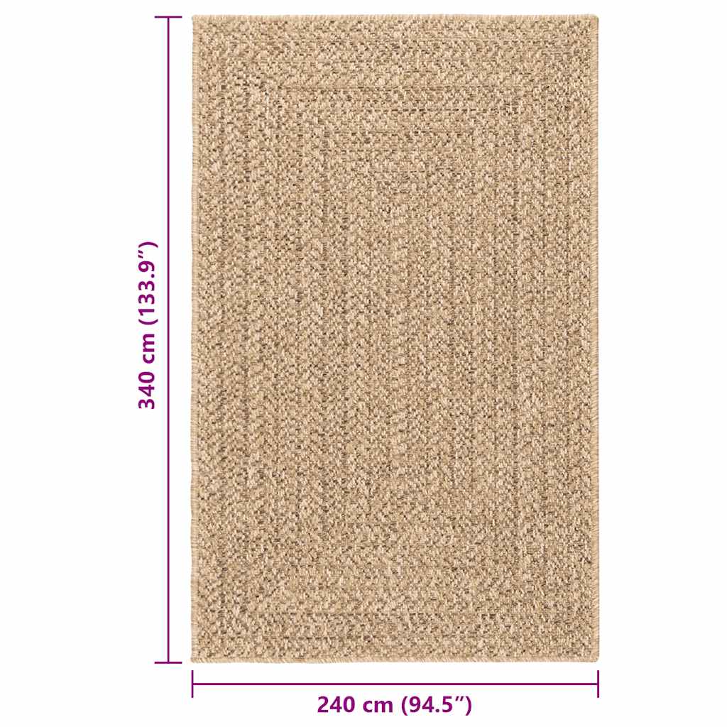 Rug ZIZUR Beige 160x230 cm Jute Look Indoor and Outdoor