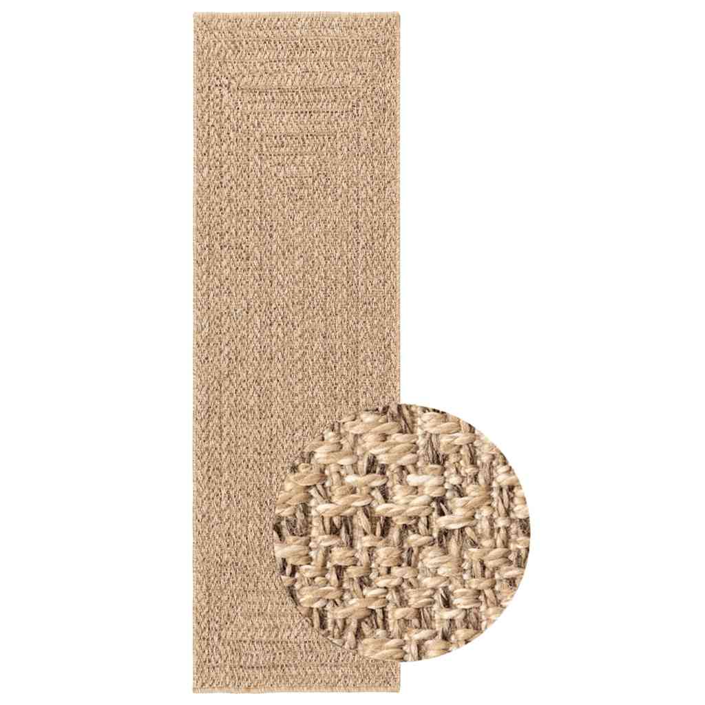 Rug ZIZUR Beige 200x200 cm Jute Look Indoor and Outdoor